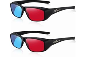 Anaglyph Red Blue/Cyan 3D Glasses for 3D Movie Comic,Large Frame,Clearer,Brighter(2 Pack)