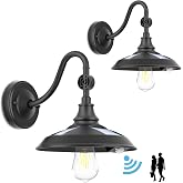 LeiDrail Solar Barn Lights, Aluminum Rustic Vintage Solar Garage Lights with 3 Lighting Modes &amp; Motion Sensor, Waterproof Outdoor Solar Gooseneck Lights for Barn Shed Chicken Coop Patio (2 Pack)
