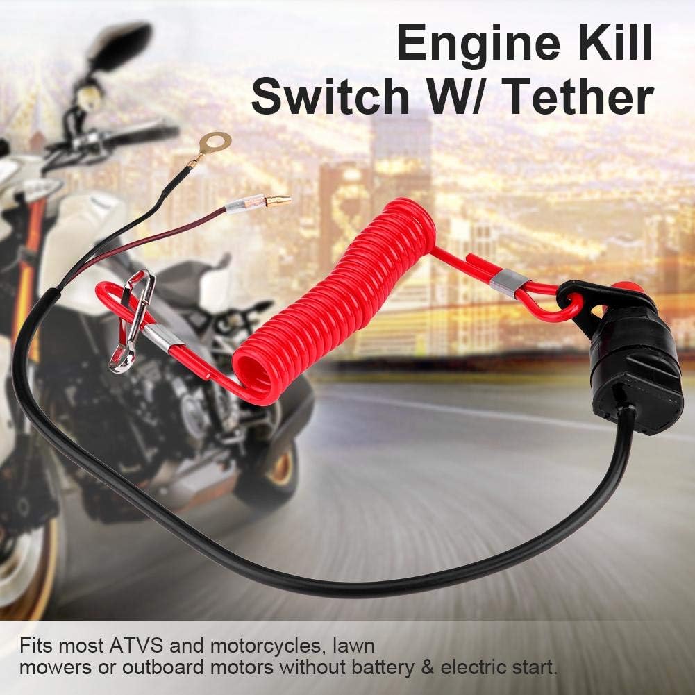 Hlyjoon Engine On Off Stop Switch Motorcycle ATV Lawn Mower Outboard Engine Kill Switch with Tether Lanyard Cord - Image 4