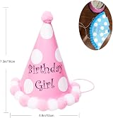 SUOXU Dog Birthday Bandana with Cute Party Hat Cotton Triangle Scarf Gift Set view 2
