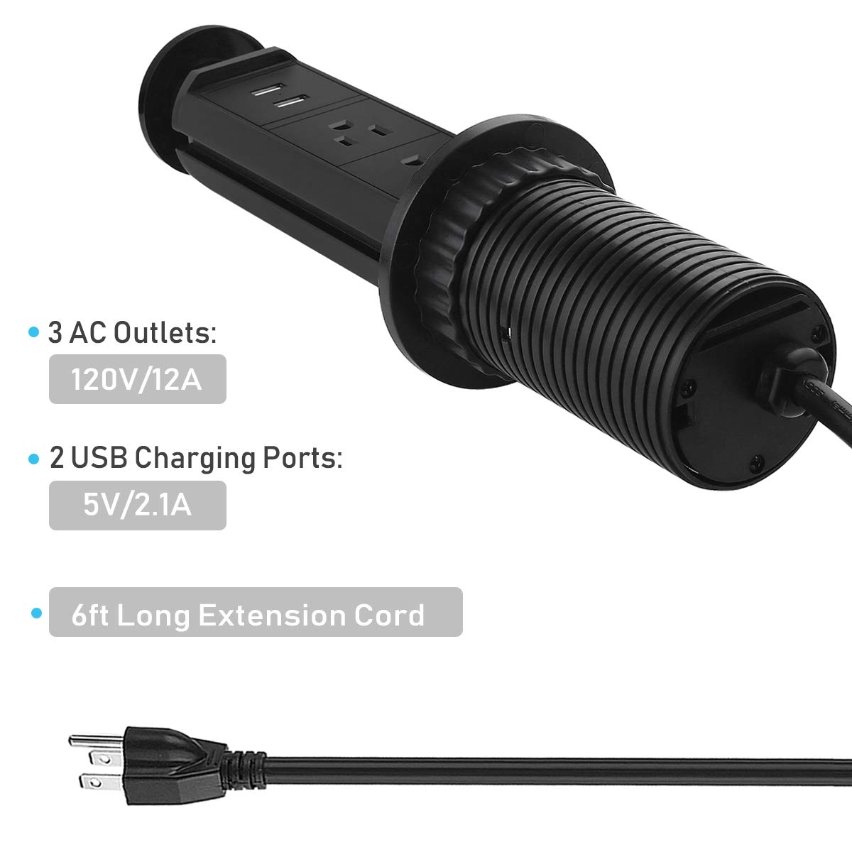 Pop Up Outlet For Kitchen Countertop,2.5" Hole Size Grommet Power Pop
