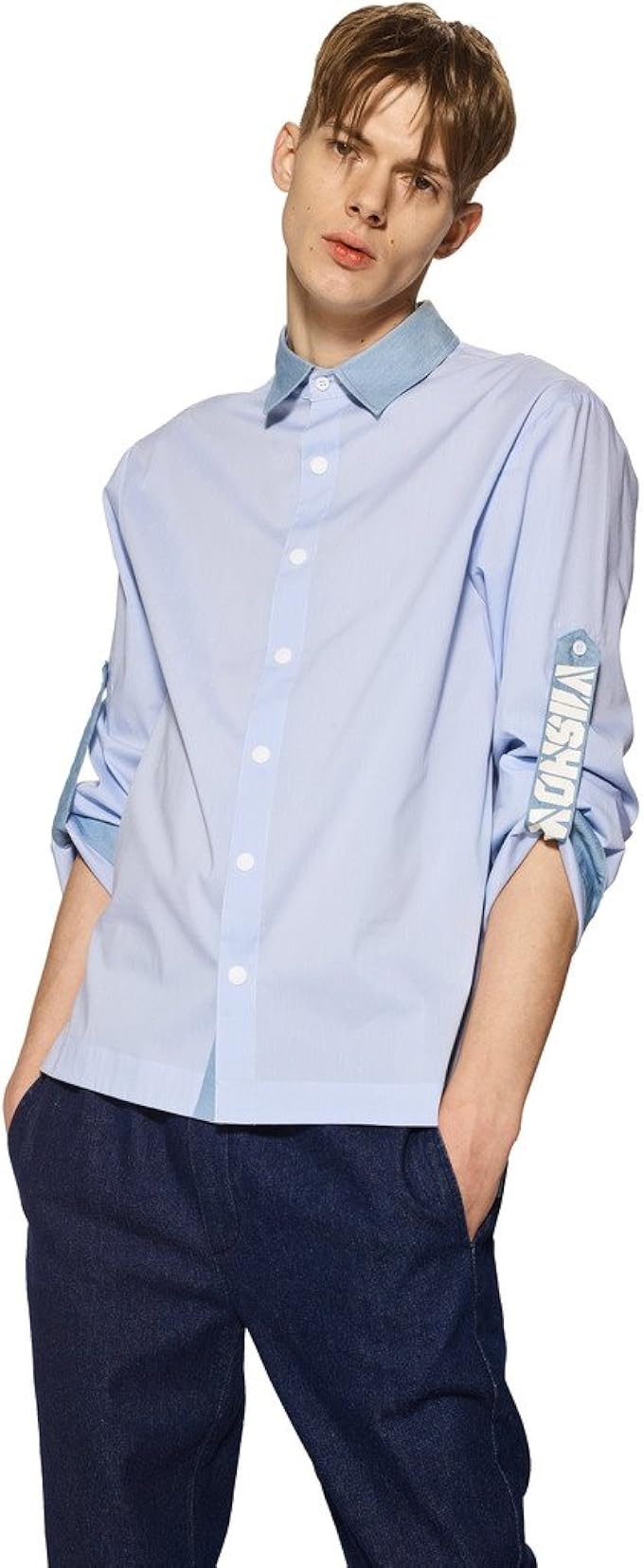 Amazon Co Jp Viishow 春物 長袖 シャツ メンズ オシャレ Yシャツ 2トーンシャツ バイカラー スタイリッシュ ワイシャツ 服 ファッション小物