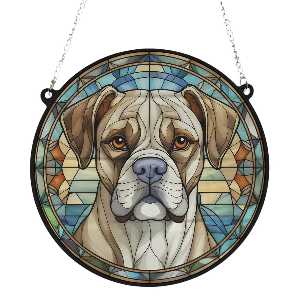 Boxer Stained Glass Effect Suncatcher Gift for Dog Lovers - 19cm