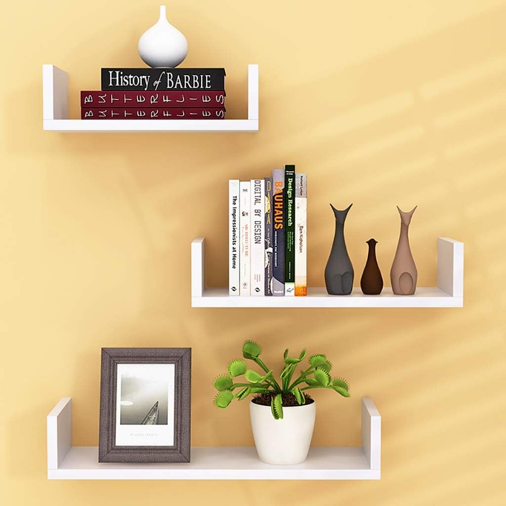 Floating Wall Shelves Wall Shelf Set Of 3 Floating Shelves Storage White Wooden Shelves U Shaped Bookshelf 50 40 30cm For Kitchen Bedroom Living Room Decorative Hanging Shelves For Living Room Amazon Co Uk Kitchen