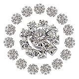 HABIBEE 16pcs Rhinestones Flatback Diamond Buttons Decorative Beads DIY Craft Embellishment for Headbands Hair Bows Wedding Bouquet Clothes Accessories No Hole for Sewing