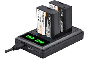 Pickle Power LP-E10 Battery and LED USB Dual Charger for Canon EOS Rebel T7 T6 T5 T3 T100, EOS 2000D, 3000D, 4000D, 1200D 1100D 1300D 1500D, KISS X50 X70 X80 X90 Camera