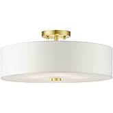 Livex Lighting 51055-12 Meridian Collection 4-Light Semi Flush Mount Ceiling Light with Off-White Hardback Fabric Shade, Sati