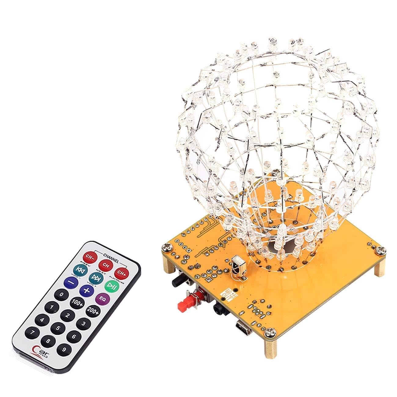 PEMENOL LED Cubic Ball Kit, RGB LED Light Cube DIY Creative Electronic Kit with Remote Control