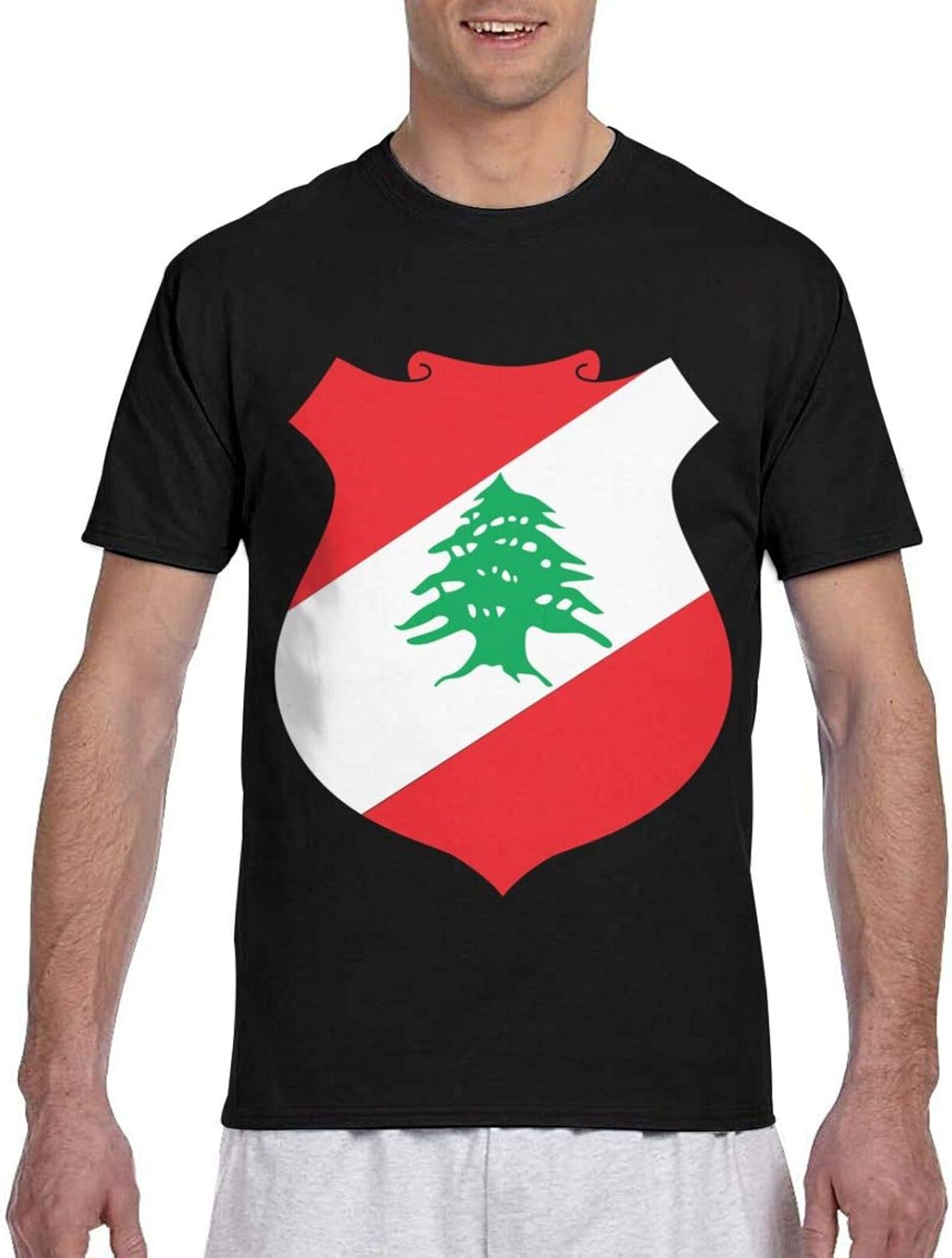 N //A Flag of Lebanon Men's T Shirt Crew TShirt Workwear