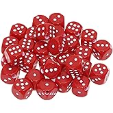 Tupalizy 10mm Acrylic Dice Beads Small 6 Sided Dice Charms for Bracelets Jewelry Making Keychain Necklaces Earrings DIY String Crafts Board Games Classroom Family Party Gifts,30PCS (Red)