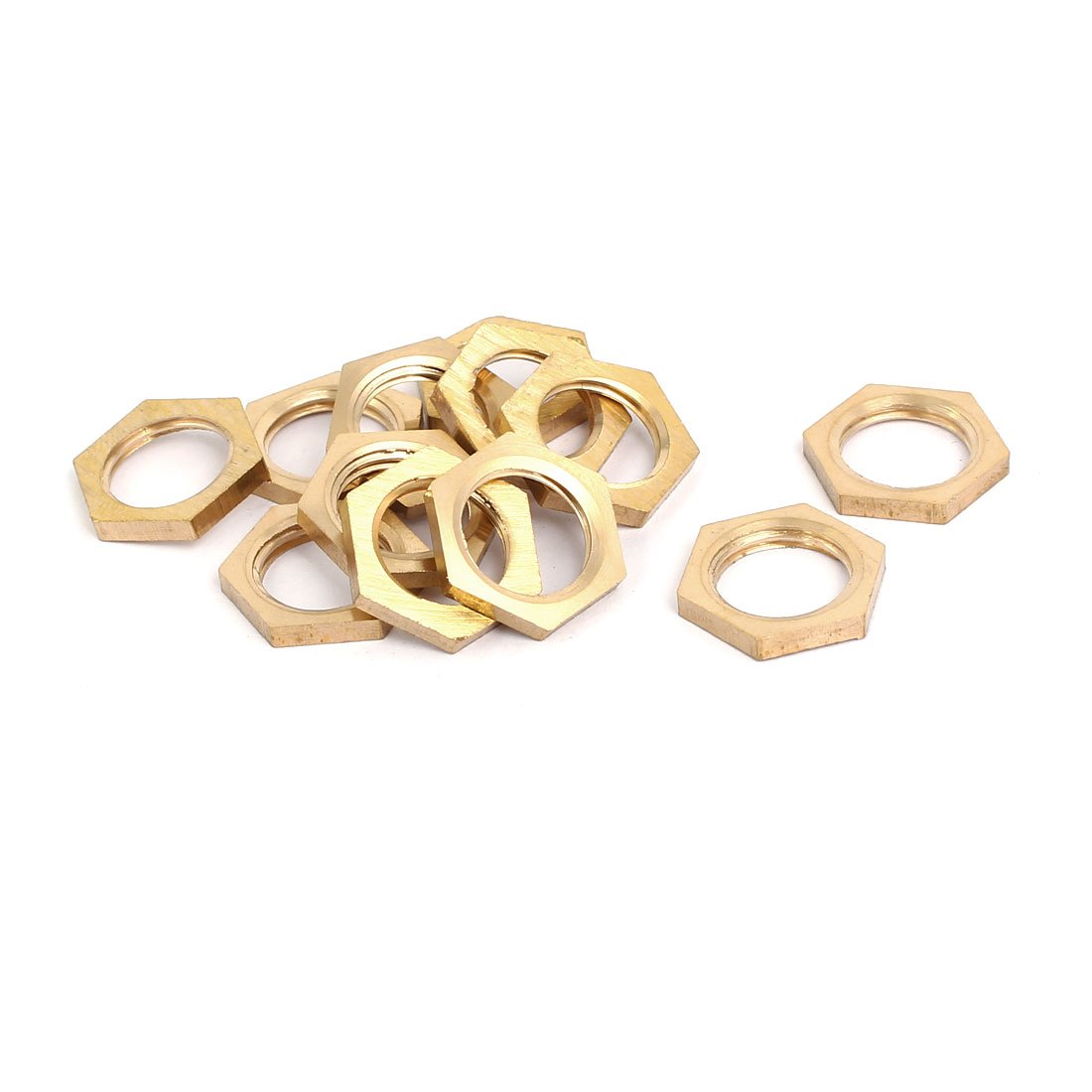 Sourcingmap 12 Pcs 1/4BSP Female Thread Brass Hex Nut Pipe Fitting Locknut — image 1