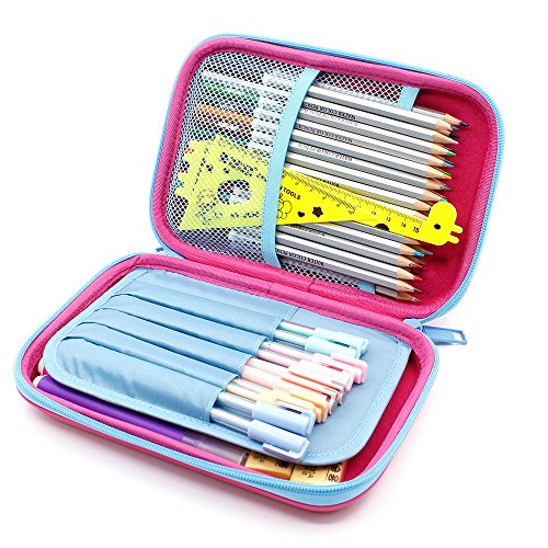 Mermaid Big Capacity Hardtop Pencil Case with Compartment - Cute School Stationery Supply Organizer Box Pen Holder for Kids Girls Toddlers (Hot Pink) - Thumbnail 4
