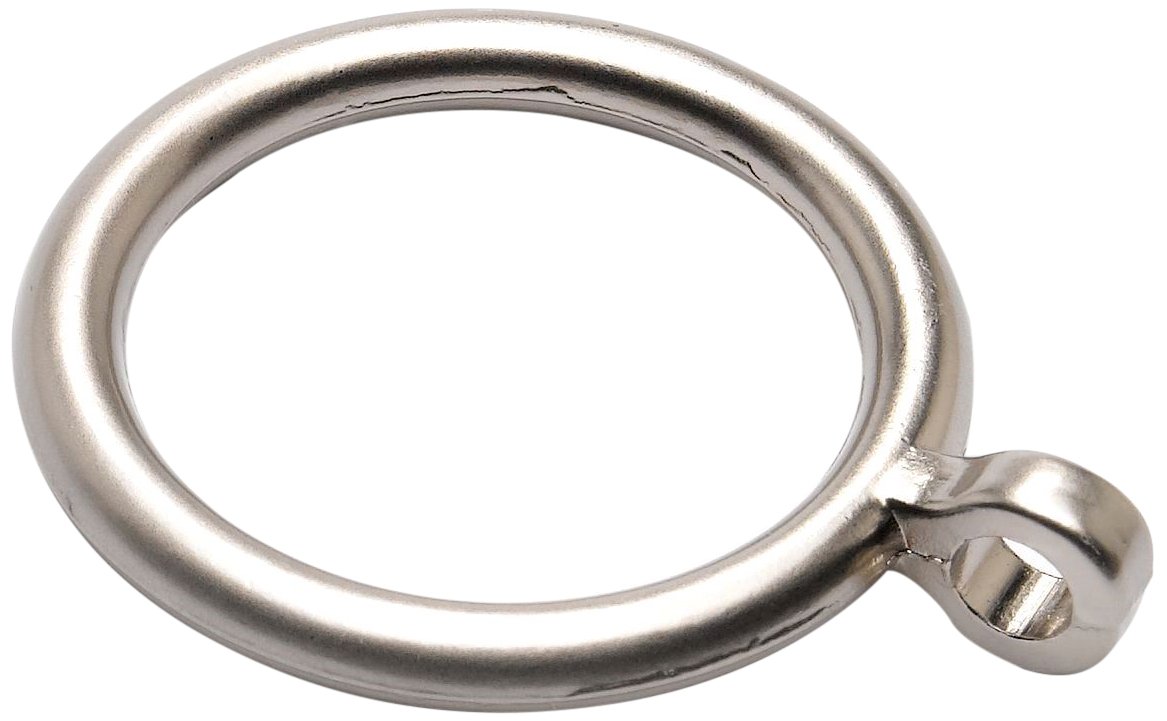 Merriway BH03180 (8 Pcs) Metal Curtain Drapery Pole Rod Rings with Fixed Eye, Inner Diameter 25mm (1 inch) Outer Diameter 30mm (1.1/4 inch) Matt Satin Chrome - Pack of 8 Pieces