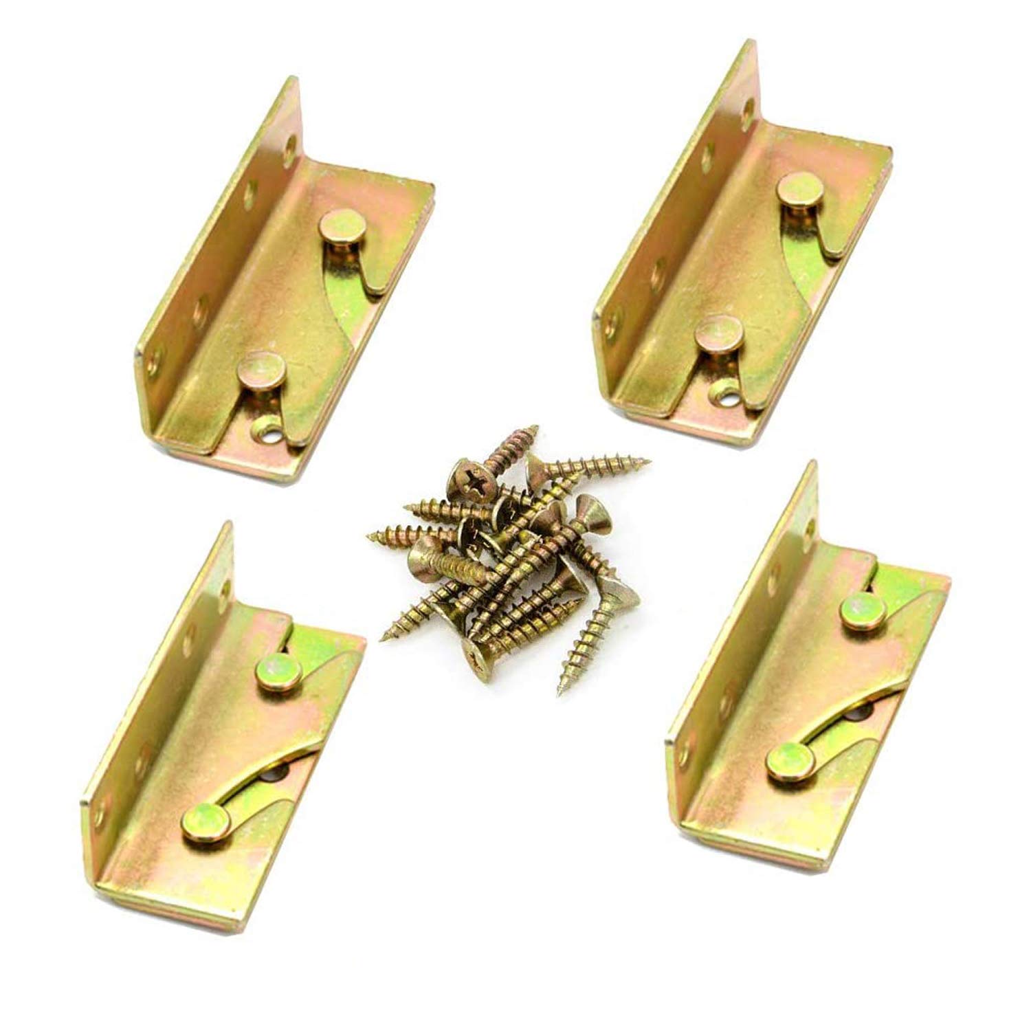 Bed Brackets, Bed Hinges Fixing Connectors Heavy Duty,4 Pairs (Including 28 Screws)