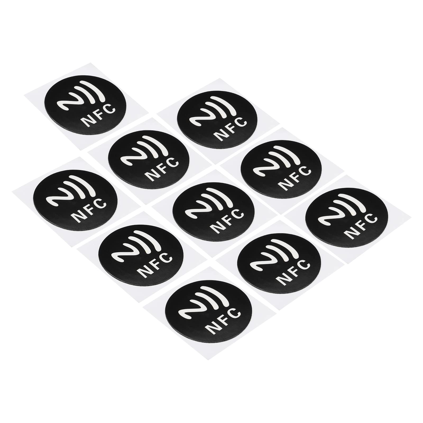 PATIKIL NFC Stickers, 20 Pack NTAG213 Tag Sticker 144 Bytes Memory Fully Programmable Blank Round 30mm/1.2" Dia NFC Tags for Phone, NFC-Enabled Device, Black