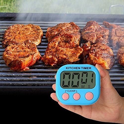 Amartshow Digital Kitchen Timer Magnetic Large Display Countdown Up Cooking Timer Clock with Magnet Back and Clip, Loud Alarm Magnetic Backing, Stand, Battery Included (Blue)