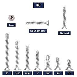 #8 x 3/4" Sheet Metal Screws 100Pcs 410 Stainless