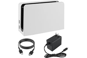 AUBERTARO TV Dock Station for Nintendo Switch/Switch OLED with LAN Port,3-1 Switch Docking Station Set for TV with 1080P HDMI Cable and AC Adapter,TV Base Charging Dock Station for Nintendo Switch/OLED (White)