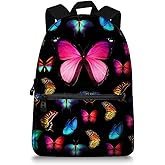 JeremySport Backpack for Girls,Butterfly School Bag Rucksack Backpack