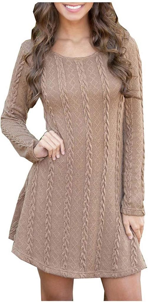 CUPSHE Damen Strickkleid - V-Ausschnitt Mit Ballonärmeln & Wabenmuster