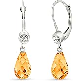 Galaxy Gold GG 14k Solid Gold Leverback Earrings with Diamonds and Citrines
