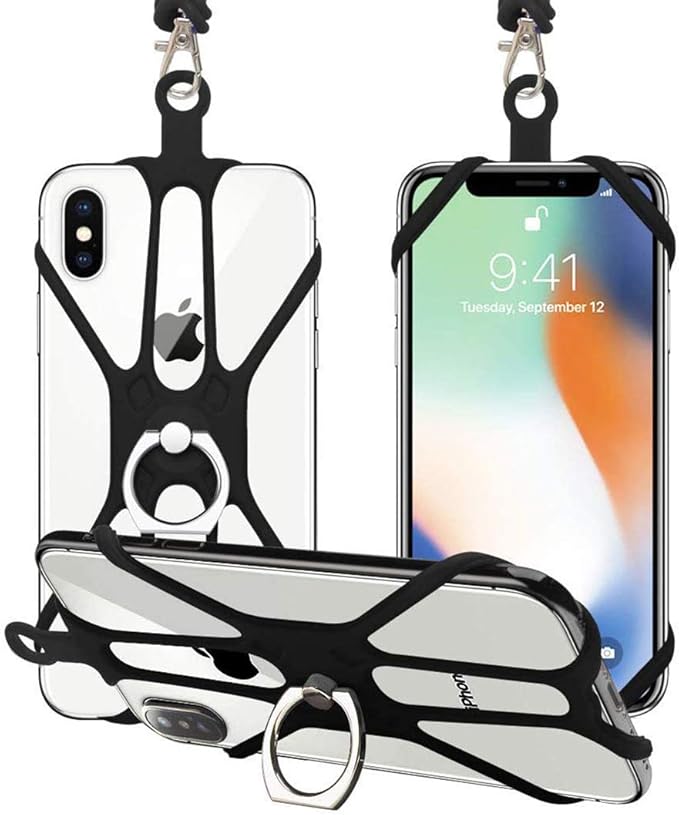 Universal Phone Lanyard Holder, 2 Pack Silicone Retractable Cell Phone Lanyard with Detachable