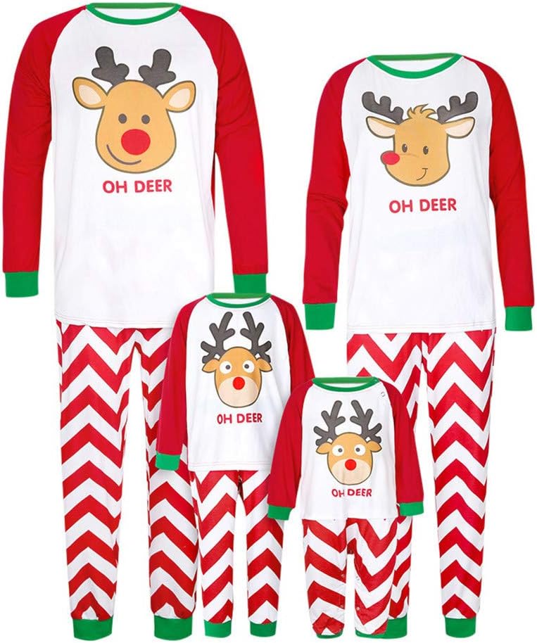 ❤Clearance Family Christmas Pajamas Set Deer Sleepwear Christmas PJs for Family Outfit Clothes
