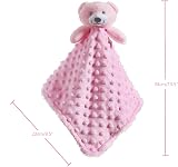 CREVENT Soft Plush Animal Face Security Blanket Pink Bear with Tag view 3