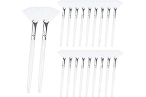 SUPTIZIZKZ 20 Pieces Fan Brushes Facial Applicator Brush Soft Makeup Mask Acid Applicator Brush Esthetician Cosmetic Brush for Mud Cream, Makeup Peel (White)