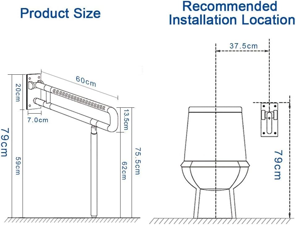 29.5 INCH Grab Bars for Bathroom Toilet Safety Rails for Elderly Pregnant Women Disabled Handicap Bar Medical Flip Up Arm Rails Support Foldable Skid Resistance White: Health & Personal Care