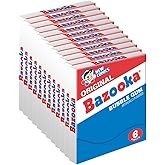 Bazooka Bubble Gum Bulk Individually Wrapped Original Pink Chewing Gum | Mini Wallet Packs 6 Piece Pack (12 Ct) Pink w/Bazooka Joe Comic Wrapper Baseball Party Favors Nostalgic 90s Candy
