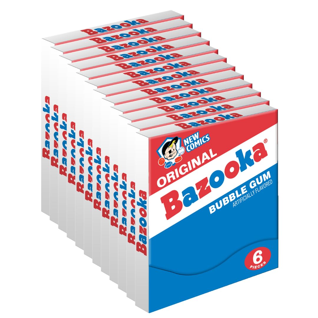 Bazooka Bubble Gum Original Nostalgia Mini-Wallet Pack - 6 Count (Pack of 12)