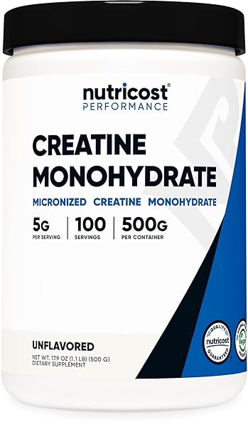 NUTRICOST CREATINE MONOHYDRATE MICRONIZED POWDER 500G, 5000MG PER...
