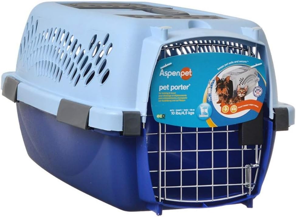Petmate Aspen Pet Porter Heavy-Duty Pet Carrier with Secure Lock, 9 Sizes, 13 Colors, Breeze/Black, UP TO 10 LBS : Hard Sided Pet Carriers : Pet Supplies