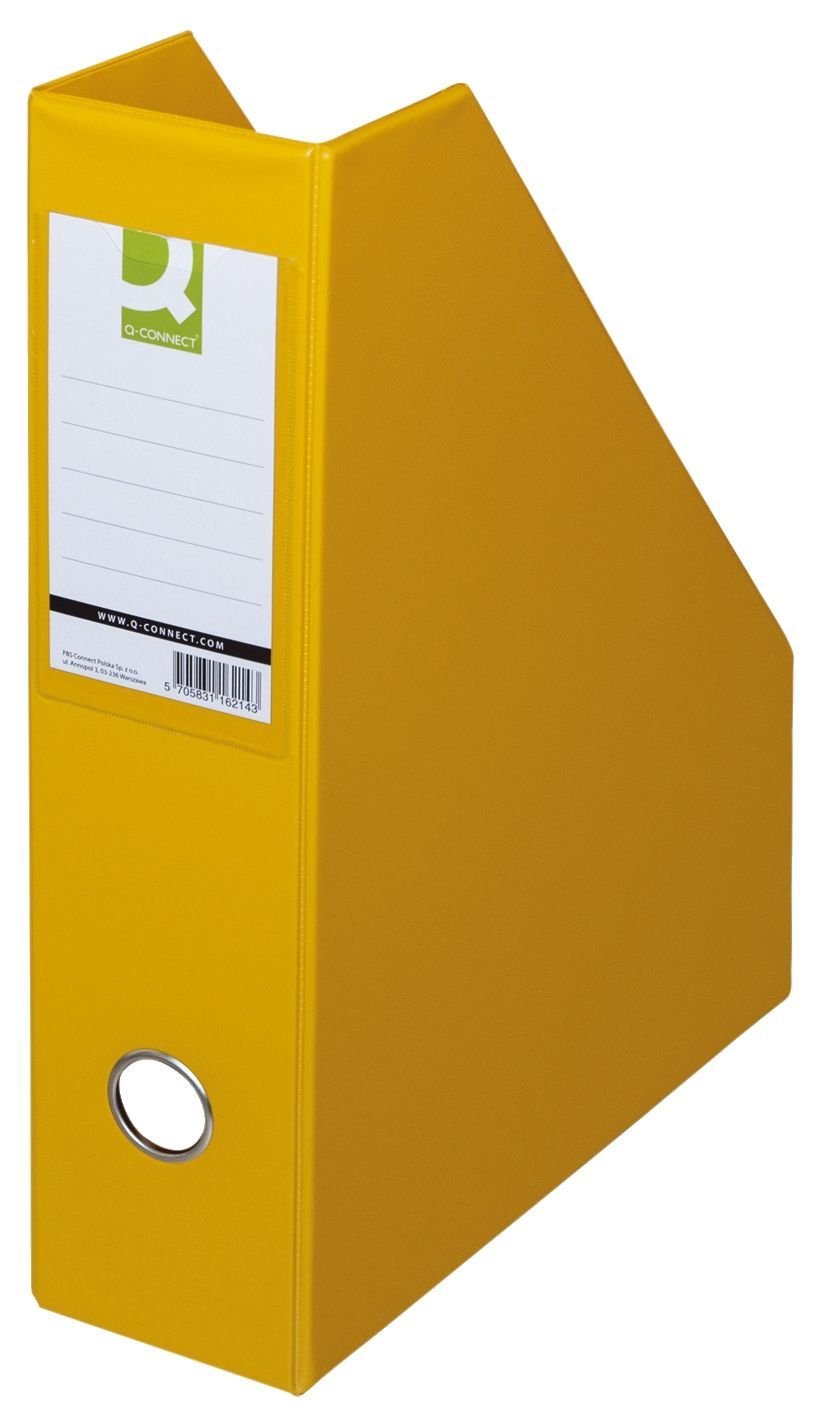 Magazine File Rack Q-CONNECT PVC A4/76 Yellow/Document Archiving/Type-A4/75 / Kind-Foldable/Material-Cardboard/PVC/Coating-Double-sided/Label-Both Sides/Colour-Yellow/Format-A4