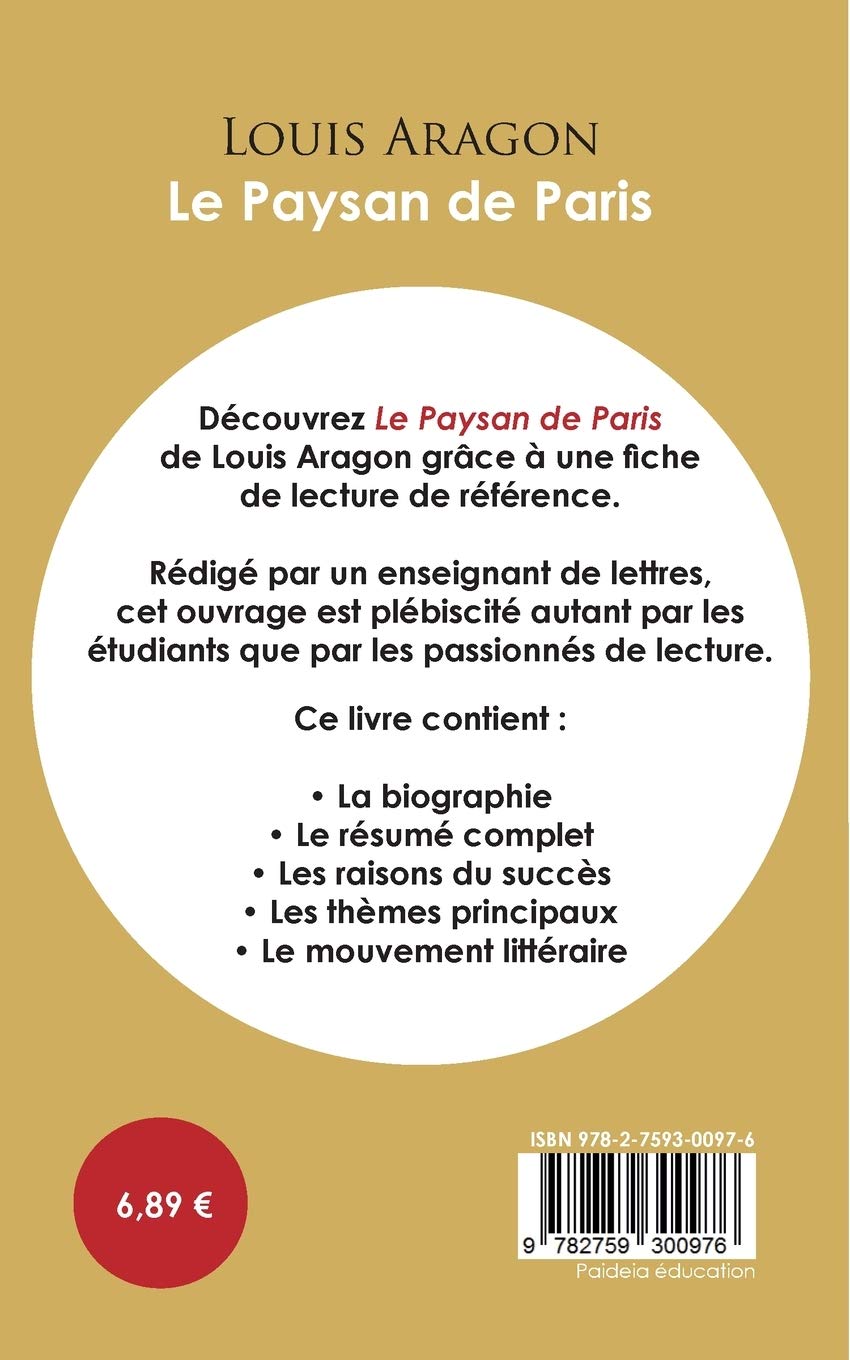 Amazon Fr Fiche De Lecture Le Paysan De Paris Etude Integrale Louis Aragon Paideia Education Livres