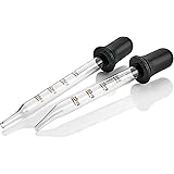 Eye Dropper - (Pack of 2) Bent & Straight Tip Calibrated Glass Medicine Droppers for Medications or Essential Oils Pipette Dr