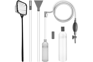 Solaradgy Aquarium Vacuum Gravel Cleaner Kit, Aquarium Siphon Vacuum Cleaner for Gravel and Sand Fish Tank Cleaning Kit with Dual Tubes and Fish Net for Water Changer