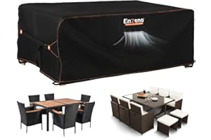 Enzeno Patio Furniture Set Cover Waterproof, Outdoor Dining Coffee Table Chair Covers Rectangular, Heavy Duty Outside Weatherproof Sectional Set Covers for Protection 84" L x 44" W x 28" H Black