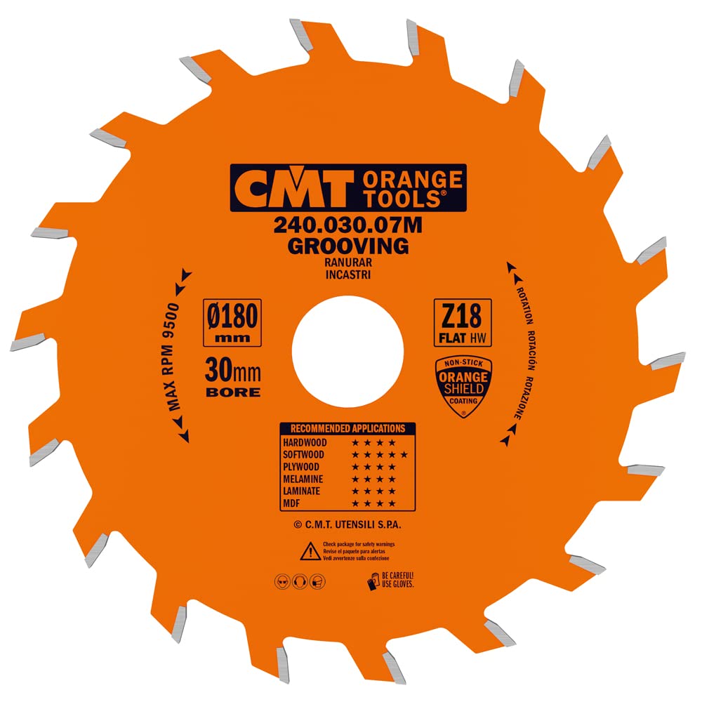 CMT Orange Tools 240.030.07 M - Grooving Saw Blade D=180X3X30 Z=18 Flat