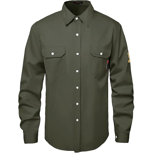 Amazon.com: Men's Flame Resistant Work Shirt,7oz FR Twill Long