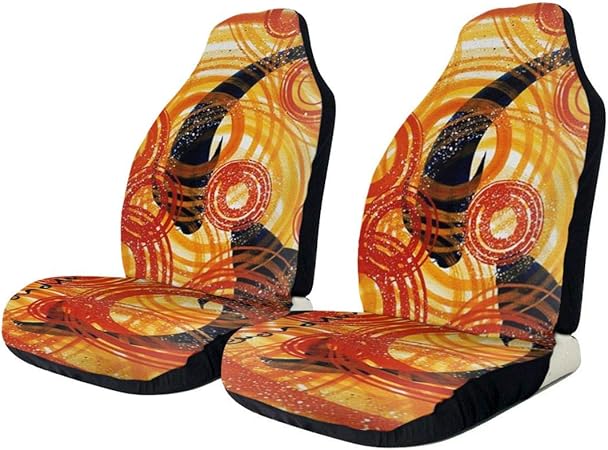 Amazon シートカバー カーシートカバー 陰陽魚と蜜柑色 くるくる くるる 愛かわらず めぐる恋 防塵 汚れ防止 バケットシート おしゃれ 軽自動車 普通車 Suv 前席適用 滑り止め ポケット付き汎用 車用 カー用品 シート保護 車 バイク 車 バイク