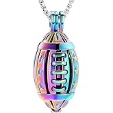 Oinsi American Football Cremation Locket Necklace For Ashes Of Loved Ones Stainless Steel Memorial Urn Jewelry Women Men Keepsake Fashion Necklace
