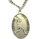 WJH Silver Tone Patron of Sports Saint Sebastian Baseball Athlete Medal, 1 Inch
