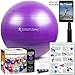 SmarterLife Workout Exercise Ball for Fitness, Yoga, Balance, Stability, or Birthing, Great as Yoga Ball Chair for Office or Exercise Gym Equipment for Home, Non-Slip Design (55 cm, Purple)