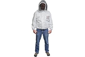 Mann Lake Weathertek Pollinator Beekeeping Jacket with Veil, 100% Waterproof, Breathable Nylon, Urethane Barrier, Teflon Treated, Ideal for Rainy Days, Durable Beekeeper Protective Gear, Large