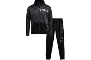 Pro Athlete Boys Tracksuit Set - 2 Piece Performance Tricot Zip Up Mock Neck Sweatshirt and Boys Joggers Track Pants (8-12)