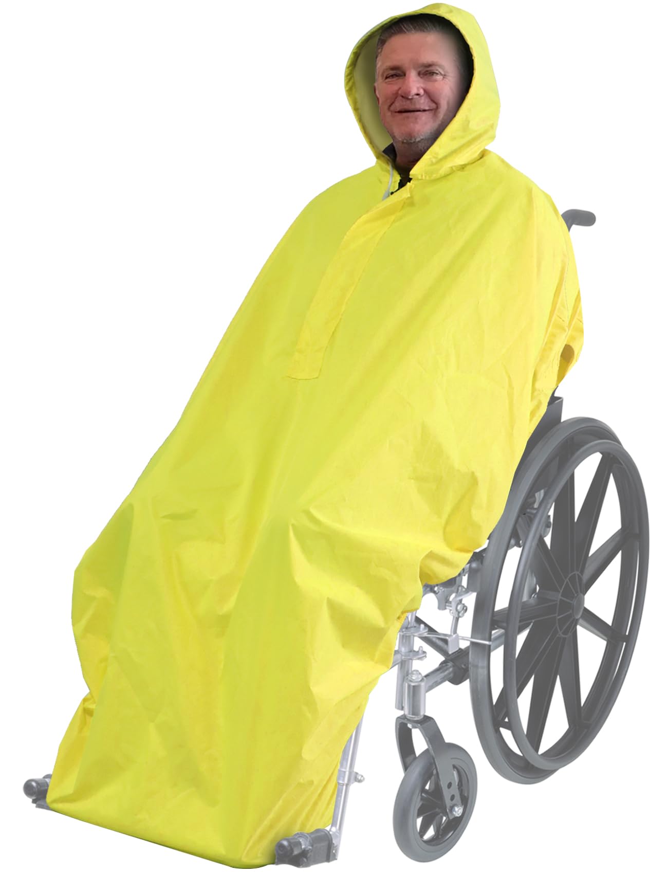 ANYOO Waterproof Wheelchair Poncho Cover Lightweight Rain Poncho Cape Shield with Elastics Provide Dry Protection for Wheelchairs, Yellow, One Size