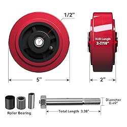 LONGRUNFORU 5 Inch Caster Wheels, Polyurethane on