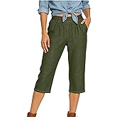 LRMQS Capri Jeans for Women Stretch Casual Elastic Waist Wide Straight Leg Plus Size Pull on Denim Capris Loose Summer Pants